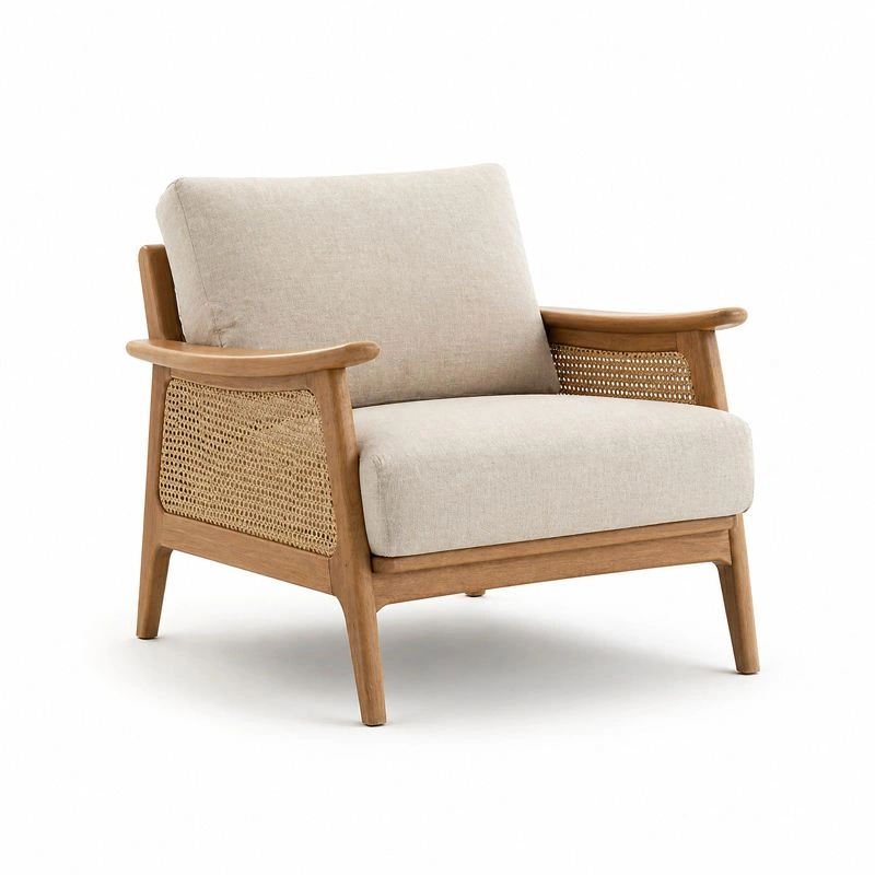 Sillon tapizado beige moderno-damvero